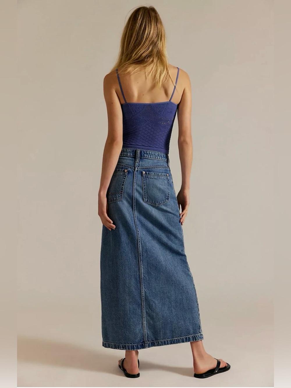 BNWT Free People We The Free Nothing Better Denim Maxi Skirt size 27,28 - Picture 2 of 8